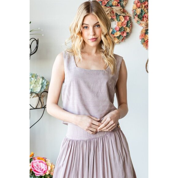 Oli & Hali Washed Square Neck Crop Tank And Skirt Set NEW Size Small - Picture 4 of 7